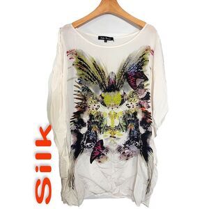 Women's 100% Silk Size S Short Sleeve Top Shirt SCB592